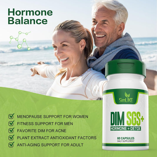 DIM SGS + - Hormone + Detox,Encourages Normal Estrogen Metabolism,Hormone Balance, Hormonal Acne Supplements, Menopause Support,Helps Control Appetite,Promotes Detoxification(Pack of 1)