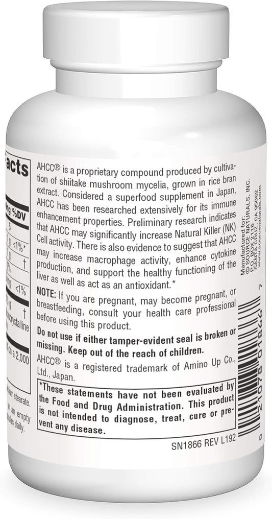 Source Naturals AHCC 750 mg Increases Natural Killer Cell Activity - 60 Capsules