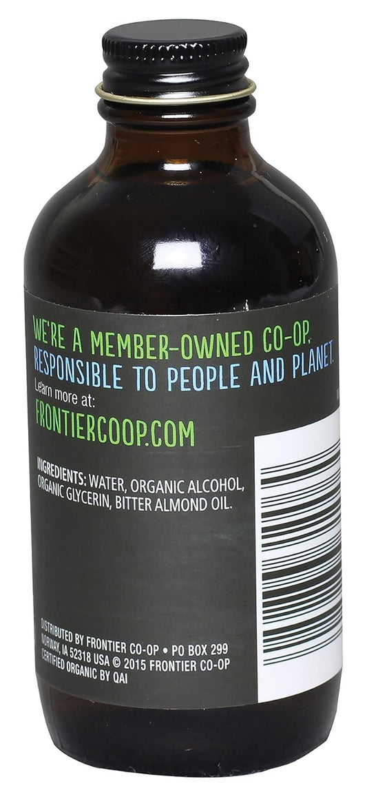 Frontier Co-Op Organic Almond Extract, 4 Ounce Glass Jar, Warm Sugar-Free Vegan Flavor For Desserts, Coffee And Smoothies