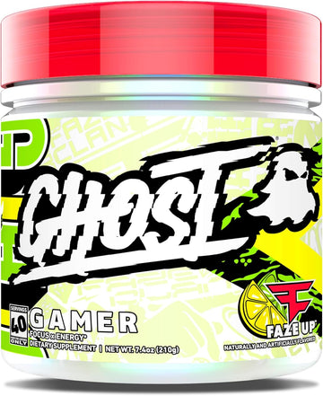 Ghost Gamer Energy And Focus Support Formula, Faze Clan Faze Up - 40 Servings - Nootropics & Natural Caffeine For Attention, Accuracy & Reaction Time - Sugar, Soy & Gluten Free, Vegan