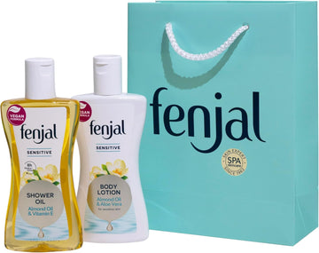 Fenjal Sensitive Cleanse & Hydrate Gift Set | Shower Oil - 225Ml | Body Lotion - 200Ml|Perfect Blend Of Fresh Lily And Apple Jasmine With Sparkling Freshness Of Lemon