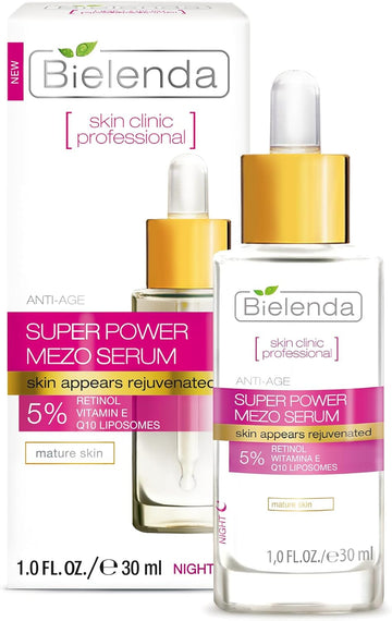 Bielenda Mezo Rejuvenating Anti-Wrinkle Serum With Retinol And Vitamin E, Anti-Ageing Treatment, 30 Ml