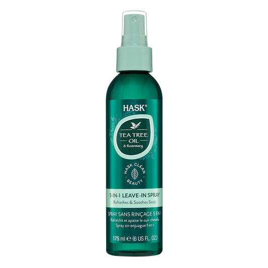 Hask Invigorating Tea Tree Oil 5-In-1 Leave In Conditioner Spray For All Hair Types, Color Safe, Gluten Free, Sulfate Free, Paraben Free - 6 Fl Oz