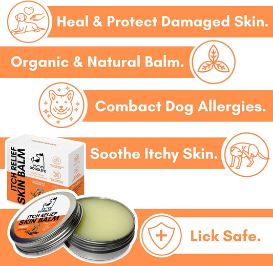 Dog Skin Balm | Organic & Natural Skin Balm For Dogs | Sooth Itching, Protect Damaged Skin & Combat Dog Allergies | Safe to Ingest & Easy Itch Relief For Dogs