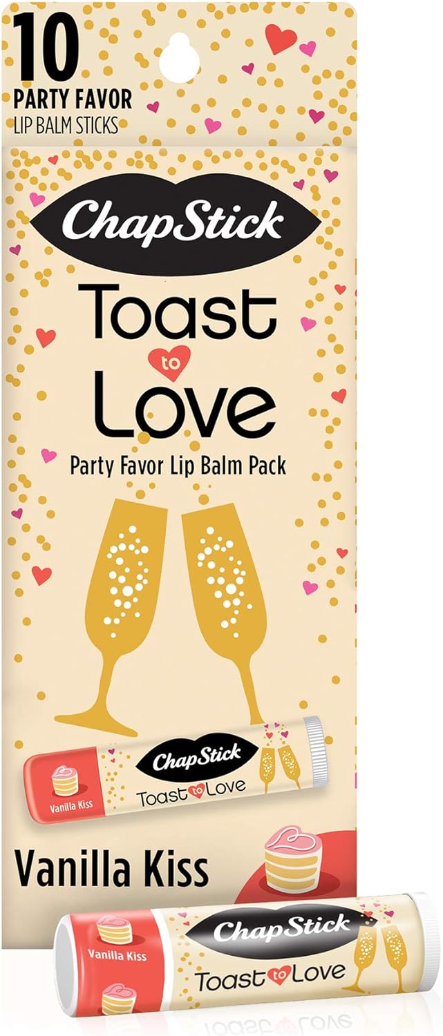 Chapstick Party Favor Lip Balm Gift Pack Toast to Love 10 Sticks 0.15 oz Each