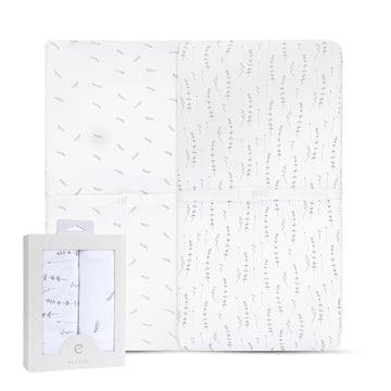 Changing Pad Cover 2 Pack - Baby Changing Pad Cover With 100% Jersey Cotton - Changing Pad Covers For Girls And Boys, Newborn Essentials (Forest Grey Leaf & Floral)