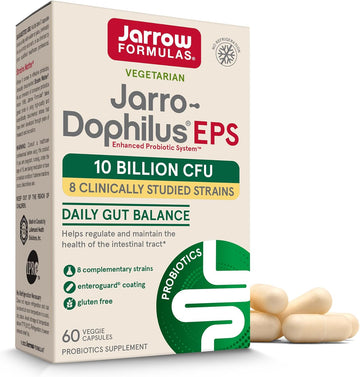 Jarrow Formulas Jarro-Dophilus Eps Probiotics 10 Billion Cfu, Dietary Supplement For Intestinal Tract Support, Gut Health Supplements For Women And Men, 60 Veggie Capsules, 30 Day Supply