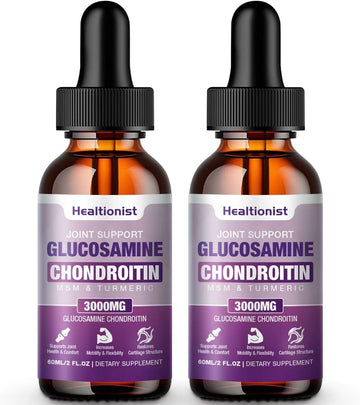 1 Pack Glucosamine Chondroitin Msm Liquid Drops, Extra Strength Joint Support Supplement For Adults Men & Women, Quercetin Boswelia, Bromelain, Antioxidant Immune Support (2 Fl Oz)