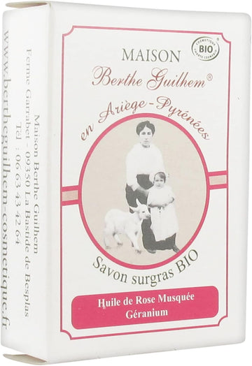 Maison Berthe Guilhem Organic Fatty Soap Musk Rose Oil Geranium 100 G