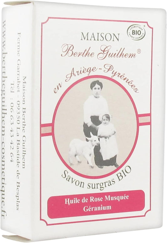 Maison Berthe Guilhem Organic Fatty Soap Musk Rose Oil Geranium 100 G