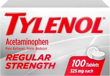 Tylenol Regular Strength Tablets, Acetaminophen Pain Reliever & Fever Reducer, 100 Ct