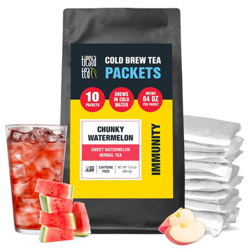 Tiesta Tea - Chunky Watermelon Cold Brew Tea | Sweet Watermelon Herbal Tea | Premium Loose Leaf Iced Tea Blend | Non Caffeinated Iced Tea | 10 Cold Brew Tea Packets - Brews 1 64Oz Pitcher Each