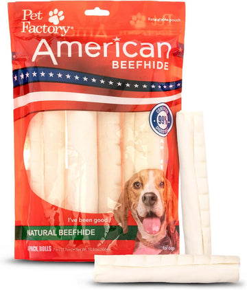 Pet Factory American Beefhide 7" Rolls Dog Chew Treats - Natural Flavor, 4 Count/1 Pack
