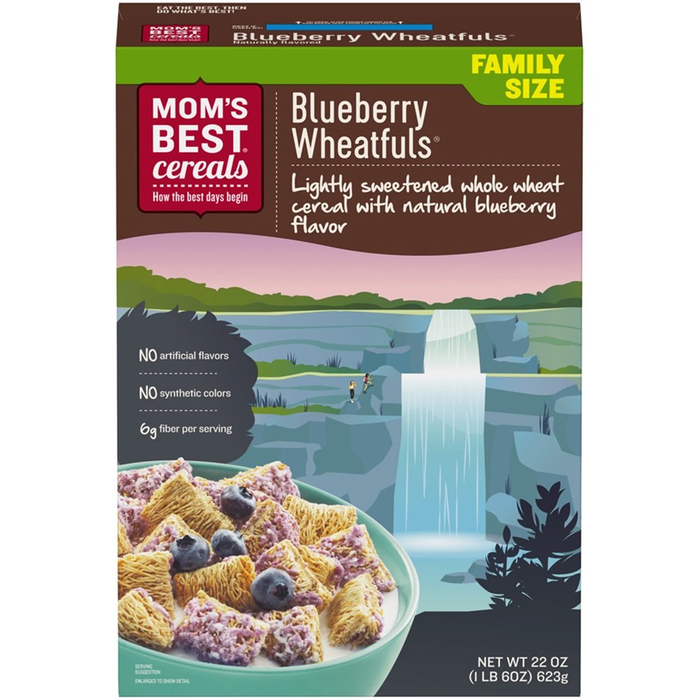 Mom's Best Blueberry Wheatfuls Cereal, No High Fructose Corn Syrup, 22 Ounces (Pack Of 12)