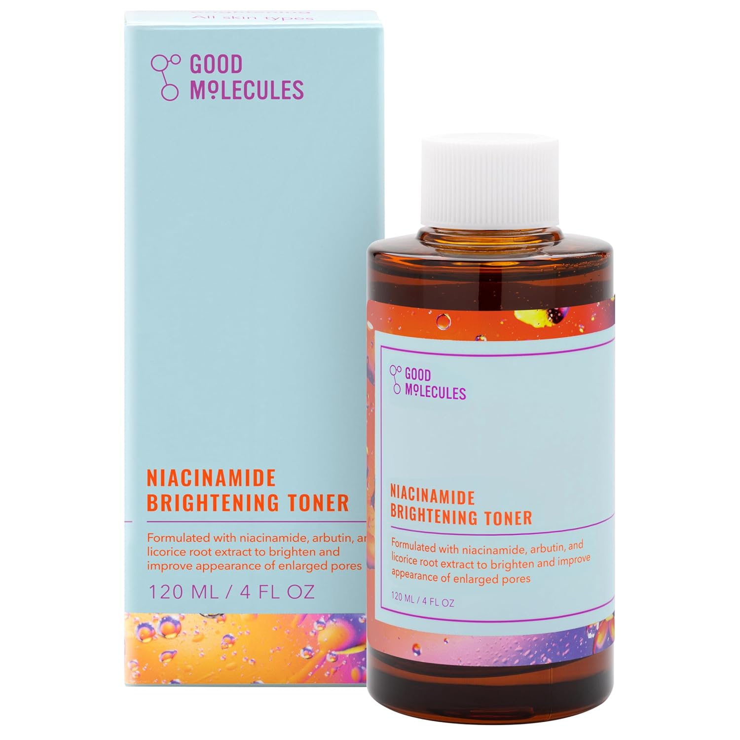 Good Molecules Niacinamide Brightening Toner - Facial Toner With Niacinamide, Vitamin C And Arbutin For Even Tone, Enlarged Pores - Skincare For Face