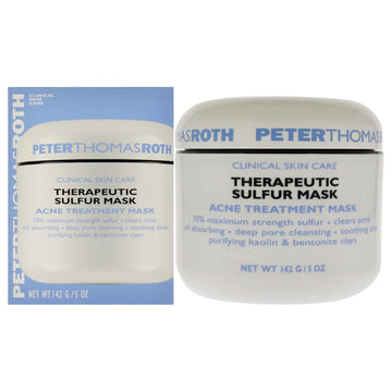 Peter Thomas Roth | Therapeutic Sulfur Acne Treatment Mask | Maximum-Strength Sulfur Mask For Acne, Clears Up And Helps Prevent Acne Blemishes, Oil Absorbing And Pore Cleansing