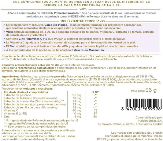 IMEDEEN Prime Renewal Anti-Aging Dietary Supplement — ViTea, Marine Complex, Vitamin C, E, and Zinc — Contributes to collagen formation — 120 tablets : Amazon.co.uk: Health & Personal Care