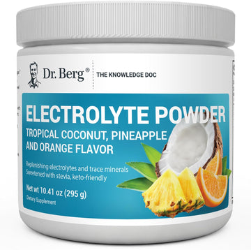 Dr. Berg Zero Sugar Hydration Keto Electrolyte Powder - Enhanced W/ 1000 Mg Of Potassium & Real Pink Himalayan Salt (Not Table Salt) - Tropical Coconut, Pineapple & Orange Drink Supplement 50 Servings