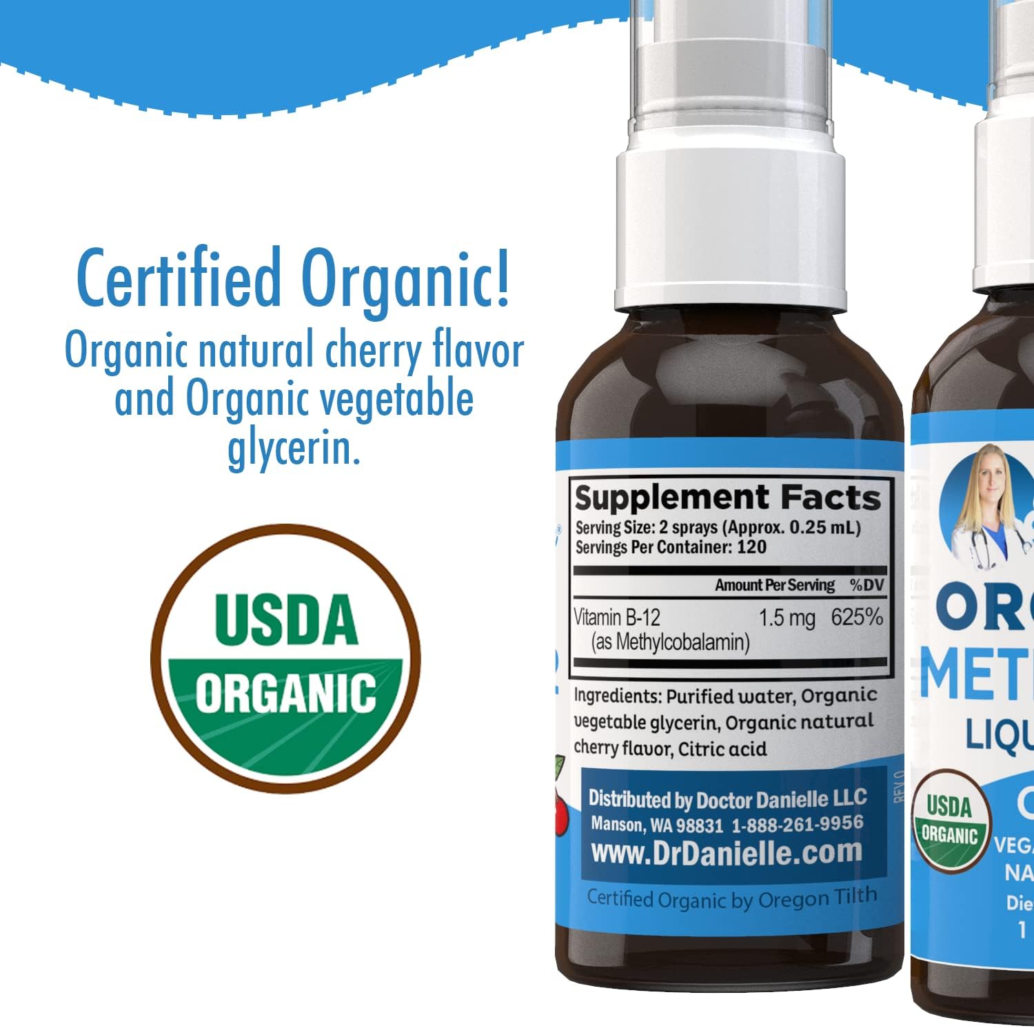 Vitamin B12 Spray | USDA Organic Vitamin B12 Liquid Spray | B12 Vitamin Supplement Liquid for Nerve Function | Liquid Vitamin B12 for Energy Support | Vegan | Gluten Free | Non-GMO | 1 Fl Oz : Health & Household