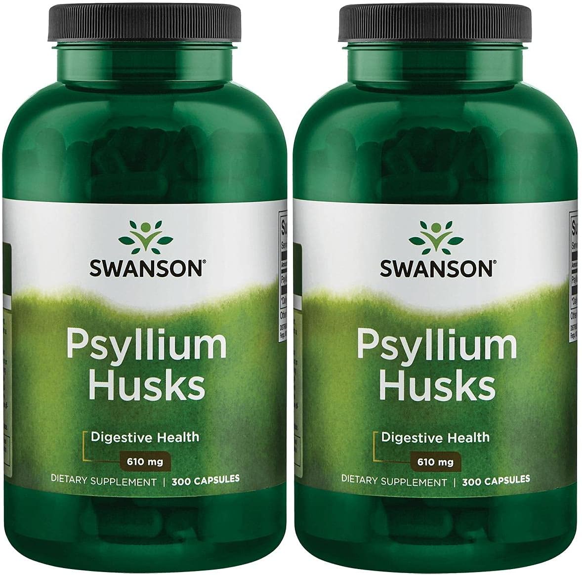 Swanson Psyllium Husk Dietary Fiber Supplement 610 Mg 300 Capsules - 2 Pack