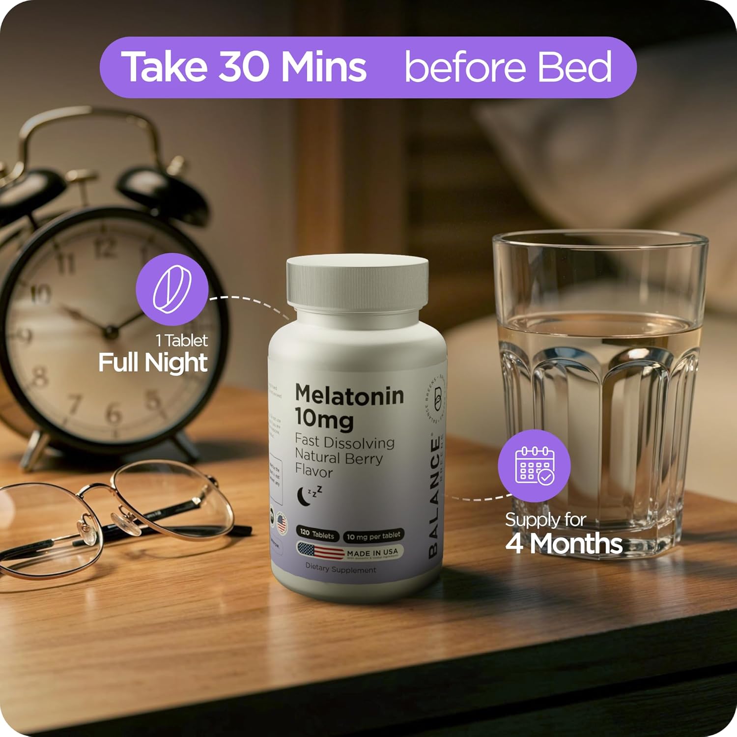 Balancebreens Melatonin 10Mg Fast-Dissolve, 120 Tablets – Natural Sleep Aid For Restful Nights, Drug-Free Support For Relaxation And Tranquility : Health & Household