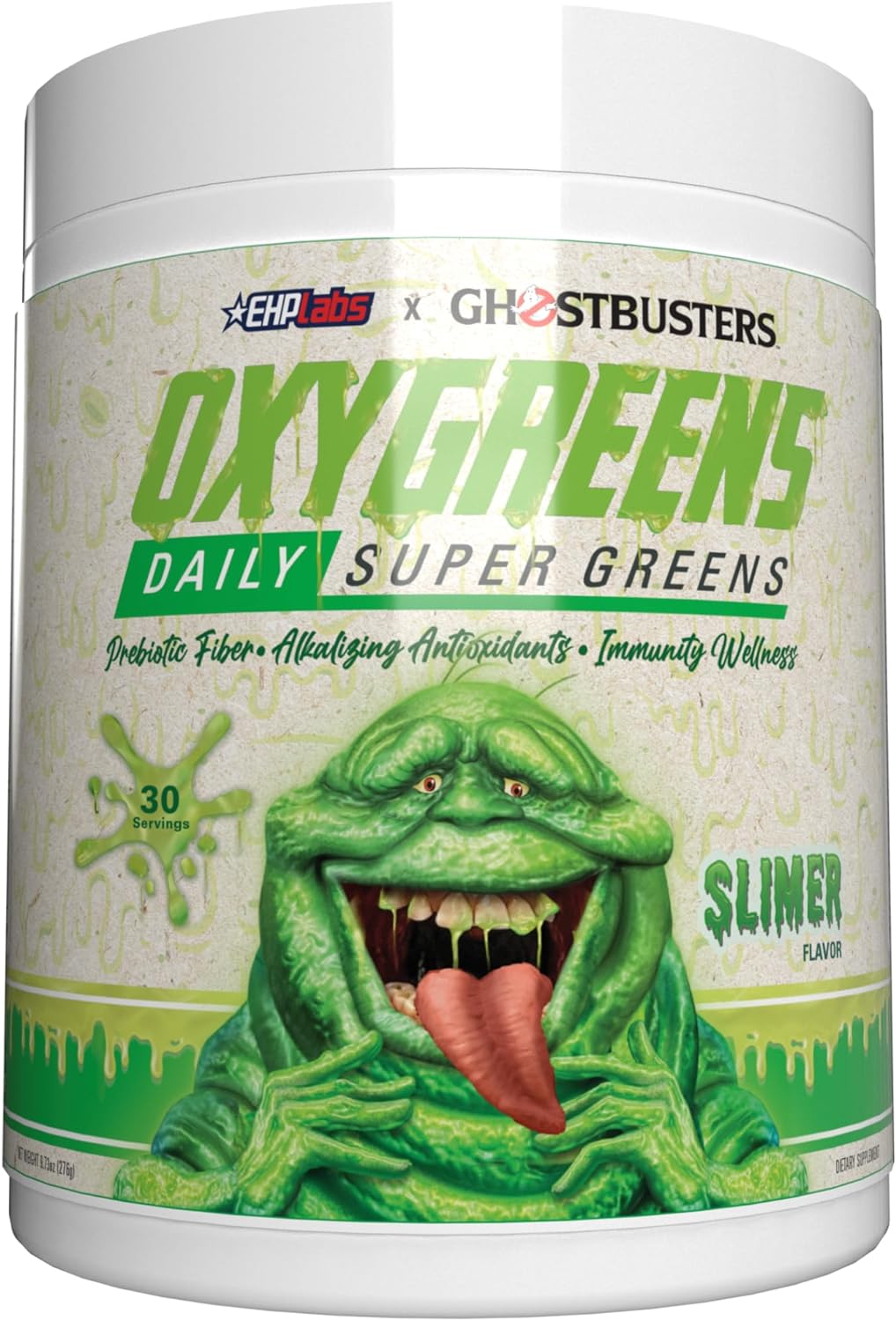 Ehplabs X Ghostbusters Oxygreens Super Greens Powder - Spirulina & Chlorella Superfood, Green Juice Powder With Prebiotic Fibre, Antioxidants & Immunity Support, 30 Serves (Slimer Lime)