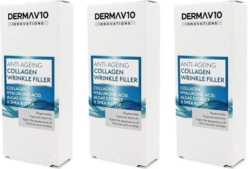 Derma V10 Anti-Ageing Collagen Wrinkle Filler With Hyalauronic Acid, Algae Extract & Shea Butter (3 Pack)