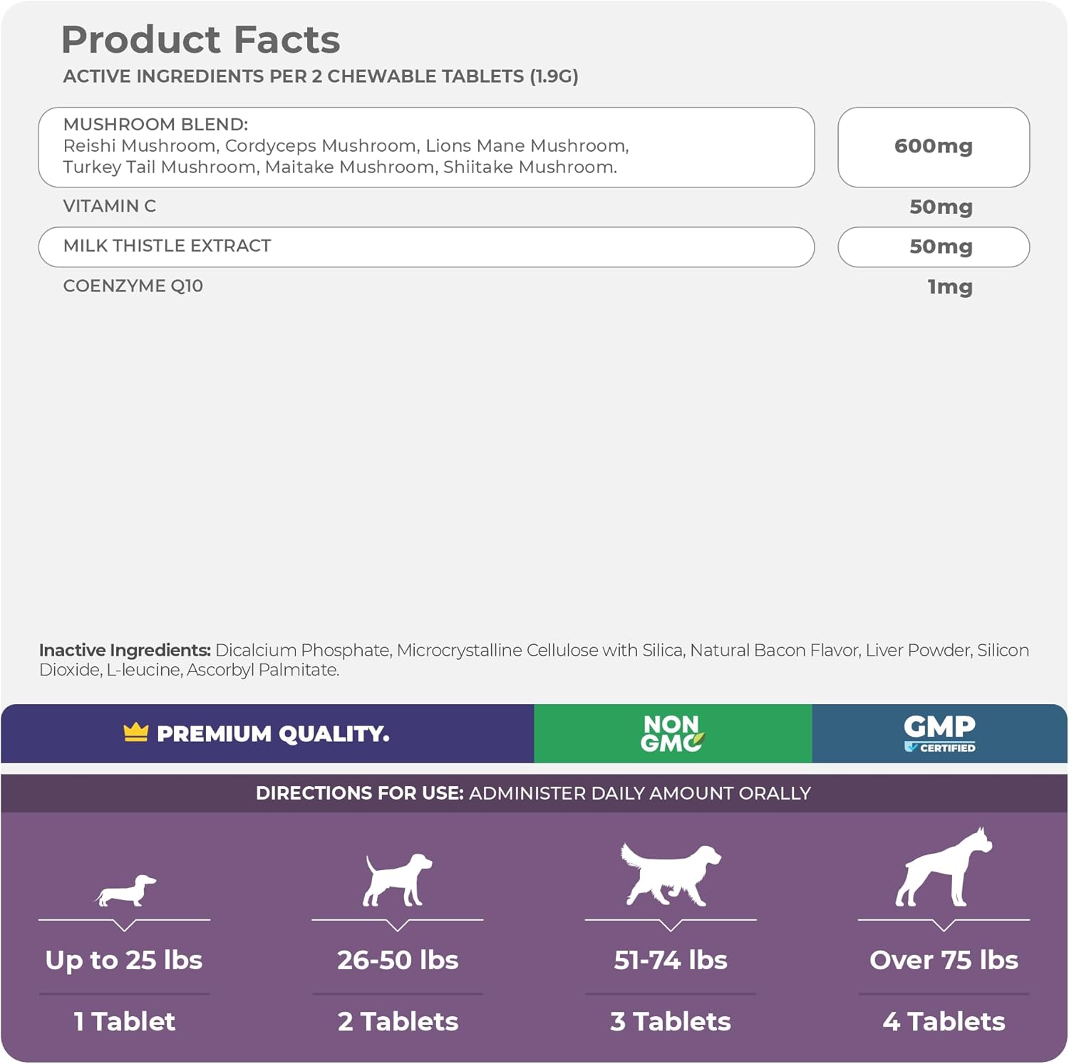 Mushroom Complex For Dogs - 120 Chewable Tablets - Turkey Tail Mushroom - Immune, Joint, Digestive, And Liver Support With Milk Thistle : Pet Supplies