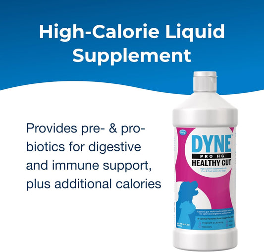 Petag Dyne Pro Hg Healthy Gut For Dogs & Puppies 8 Weeks & Older - 32 Oz - High Calorie Liquid Nutritional Supplement With Pre- & Post-Biotics - Supports Endurance & Gut Health - Sweet Vanilla Flavor