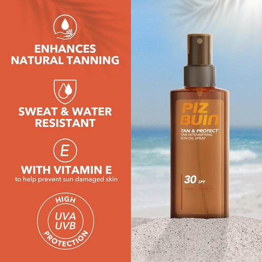 Piz Buin Tan And Protect Tan Accelerating Oil Spray Spf 30 High, 150 Ml (Pack Of 1)