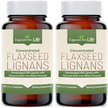 Lignans For Life Flaxseed Lignans For Dogs & People - Immune Support, 35Mg - 90 Capsules, Flax Seed Capsules, Nutritional Flaxseed Supplements, Flax W/High Fiber - Flaxseed Vitamins - 2 Pack