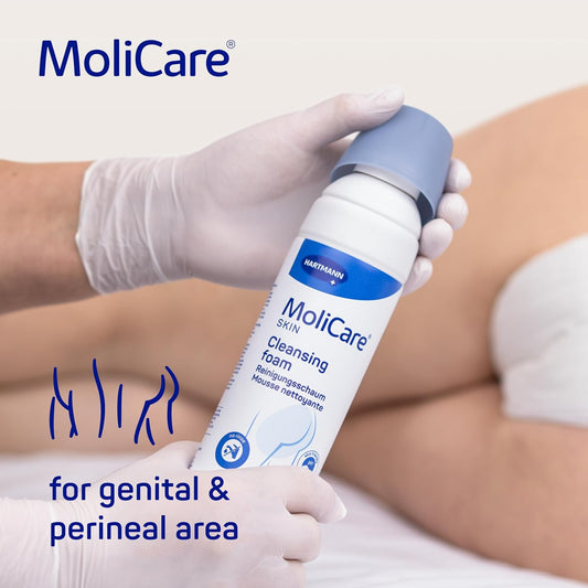 Molicare® Skin Cleansing Foam – Quick & Gentle No-Rinse Genital & Perineal Cleansing For Incontinence Stressed Skin | Ph Balanced, Odour Neutralising, Waterless Hygiene | 400Ml
