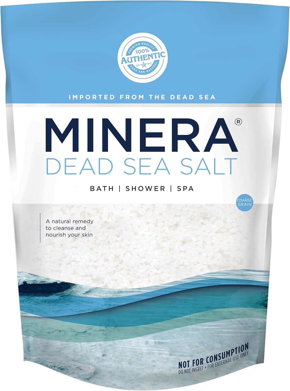 Minera Dead Sea Salt, 100% Pure & Natural, 19 Lbs Coarse Grain (0-1.7 -4Mm) Bulk Bag, Easily Dissolving Dead Sea Salts For Soaking & Bathing, Skin Nourishing Coarse Sea Salt, Unscented
