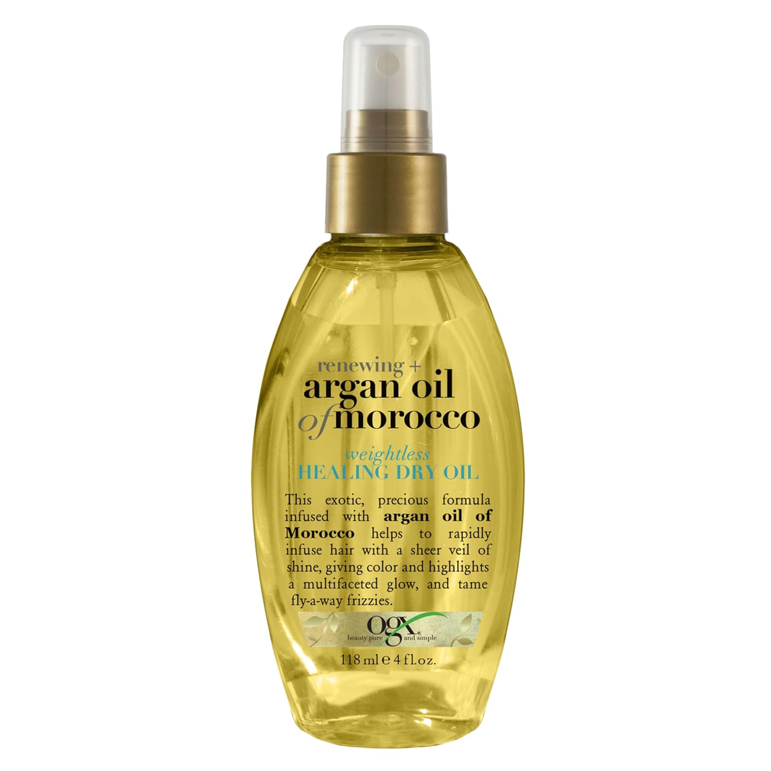 Ogx Renewing + Argan Oil Of Morocco Weightless Healing Dry Oil Spray, Lightweight Hair Oil Mist For Split Ends, Frizzy Hair And Flyaways, Paraben-Free, Sulfated-Surfactants Free, 4 Fl Oz