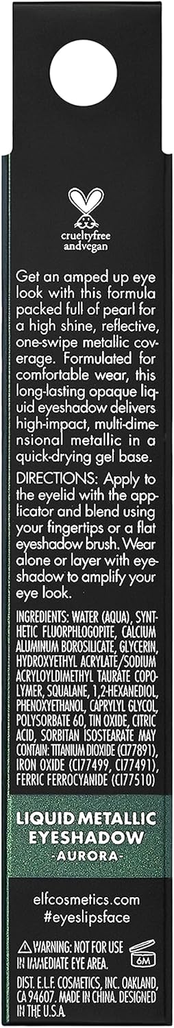 E.L.F. Liquid Metallic Eyeshadow, High-Impact Eyeshadow With A Metallic Finish, Long-Lasting Gel-Based Formula, Quick Drying, Aurora