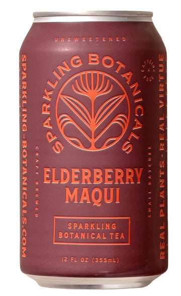 Rishi Tea Elderberry Maqui Sparkling Botanicals Sparkling Water - Organic, Unsweetened, Zero Added Sugar, Caffeine Free, Craft-Brewed From Real Plants - 12 Oz (Pack Of 12)