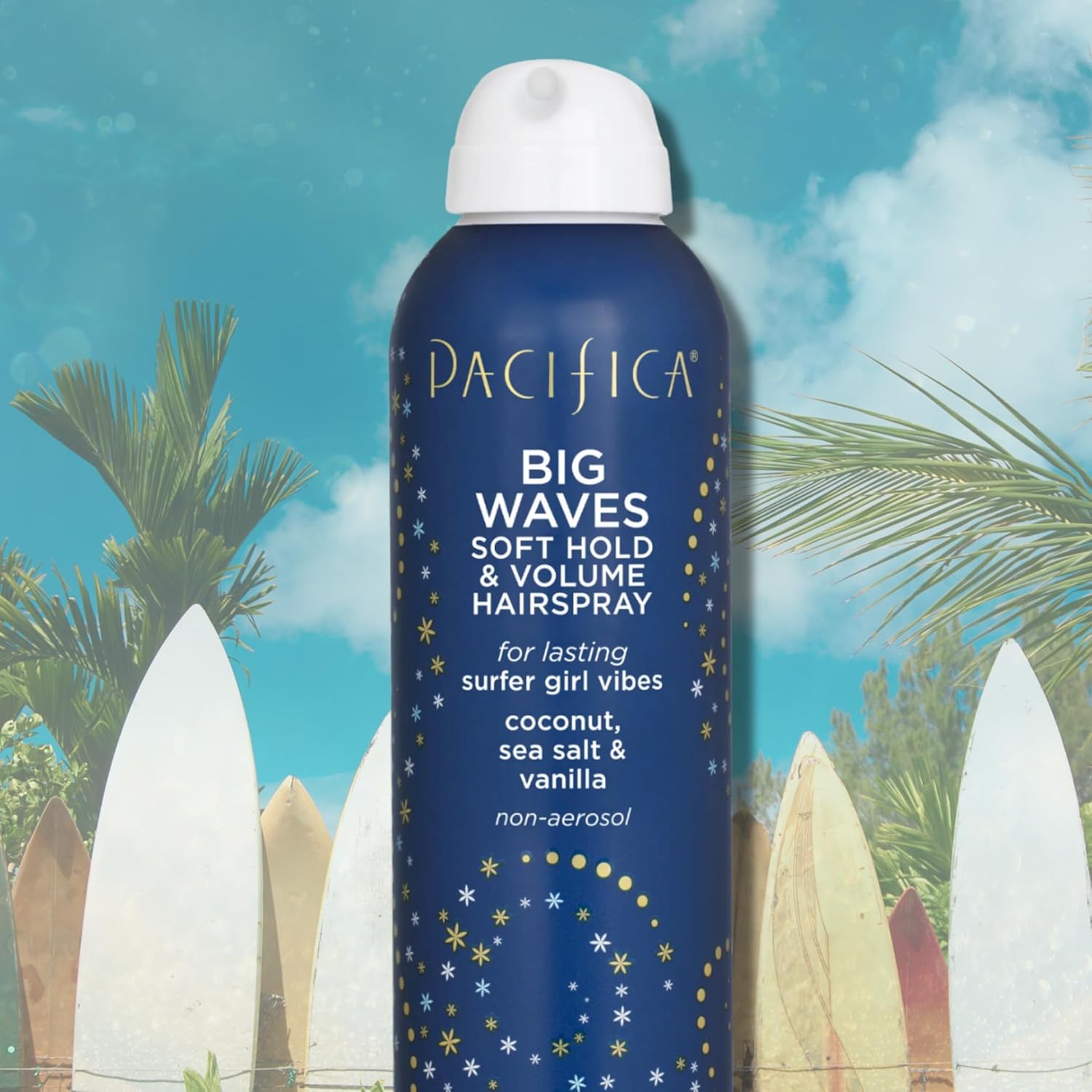 Pacifica Coconut Sea Salt Vanilla Hairspray - Big Waves Soft Hold & Volume, Beachy Anti-Frizz, Vegan & Cruelty Free : Beauty & Personal Care