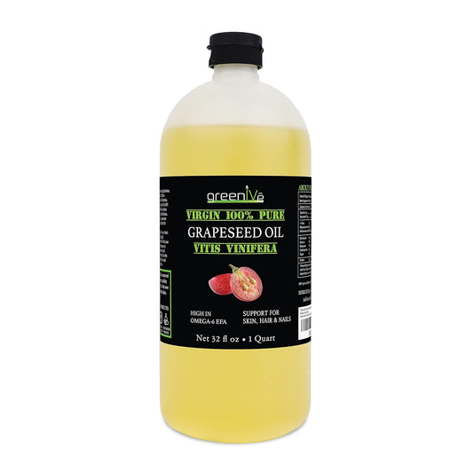 Greenive Grapeseed Oil Organically Grown 100% Pure Cold Pressed Light Flavor High Tempurature Cooking 16Oz