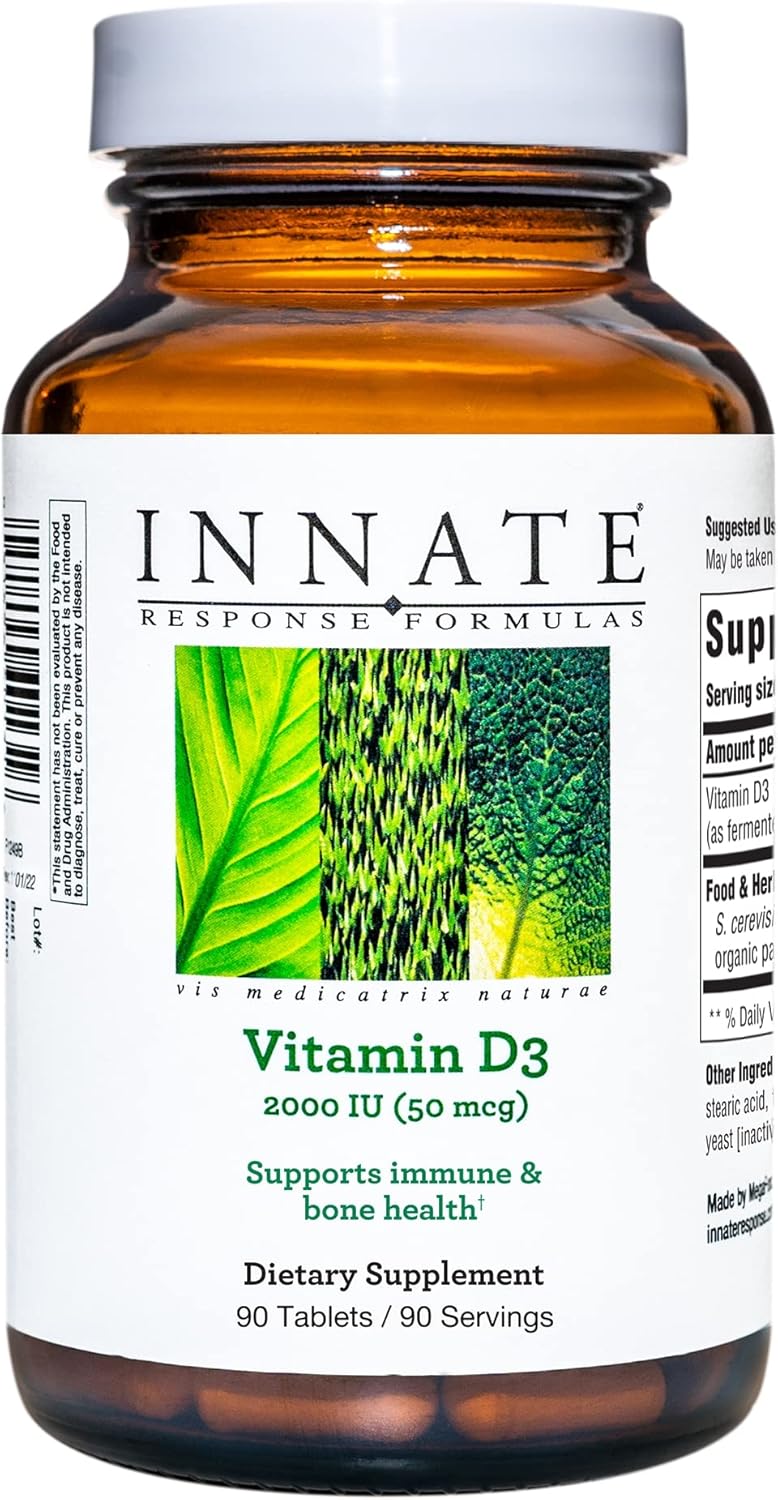 Innate Response Formulas Vitamin D3 2000 Iu (50 Mcg) - Vitamin Supplement To Support Immune And Bone Health - Vegetarian, Non-Gmo, And Kosher - Made Without 9 Food Allergens - 90 Tablets (90 Servings)