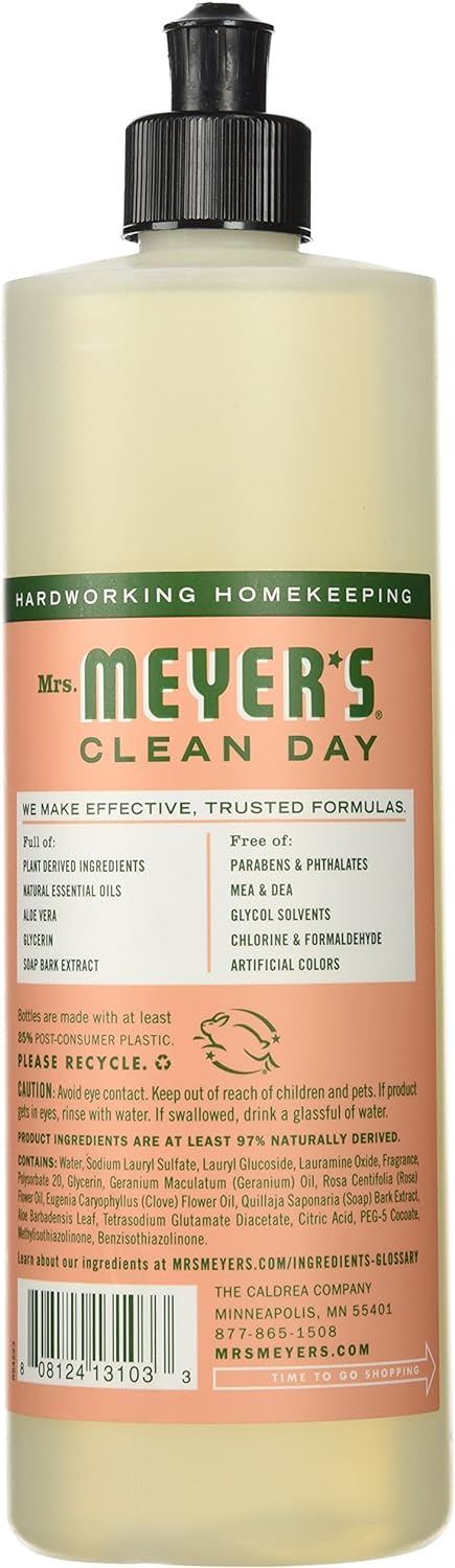 MRS. MEYER'S CLEAN DAY MRS MEYER’S CLEANDAY Liquid Dish Soap, Geranium, 16 Fluid Ounce