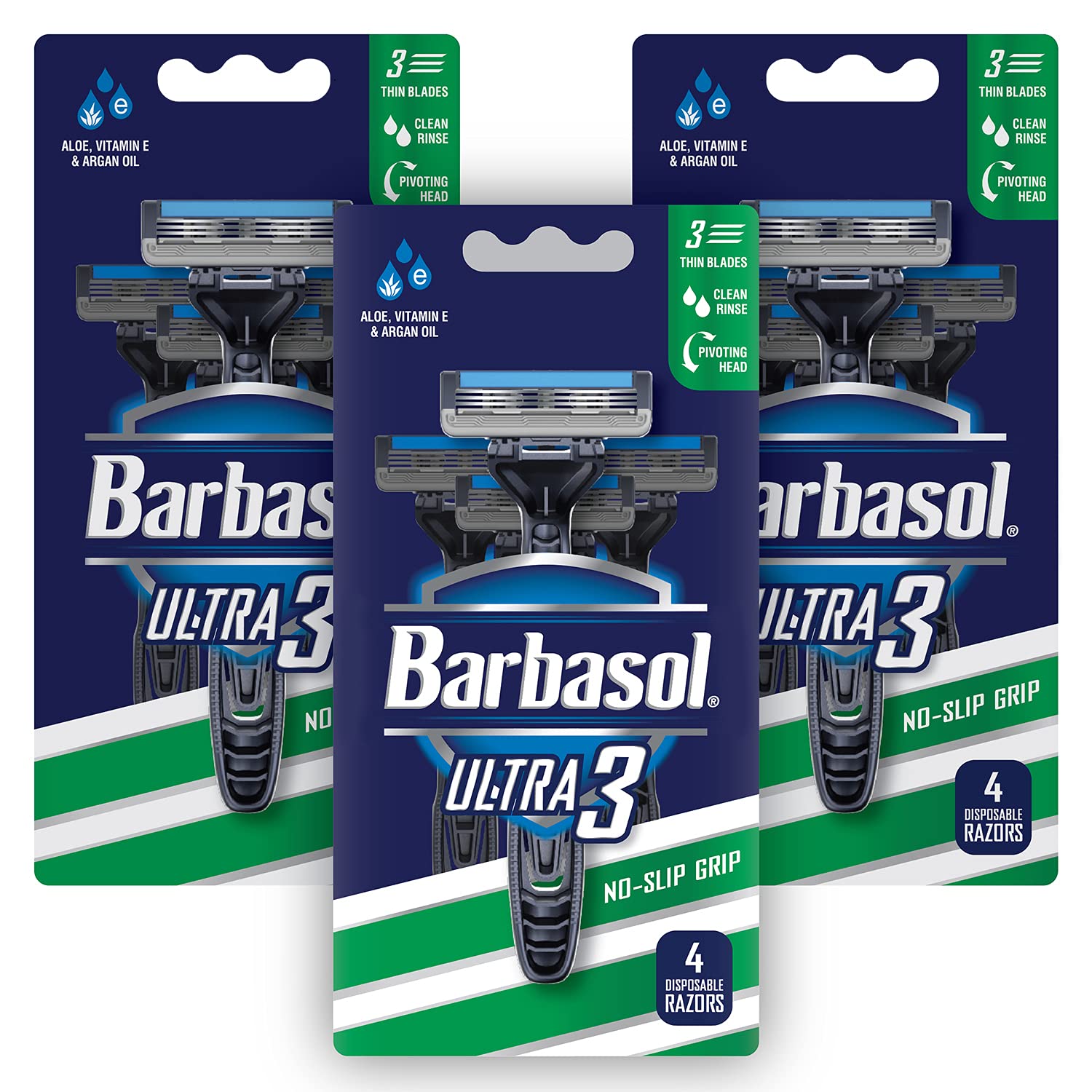 Barbasol Ultra 3 Premium Disposable Razor Value Pack Bundle (3 Packs/12 Total Razors)