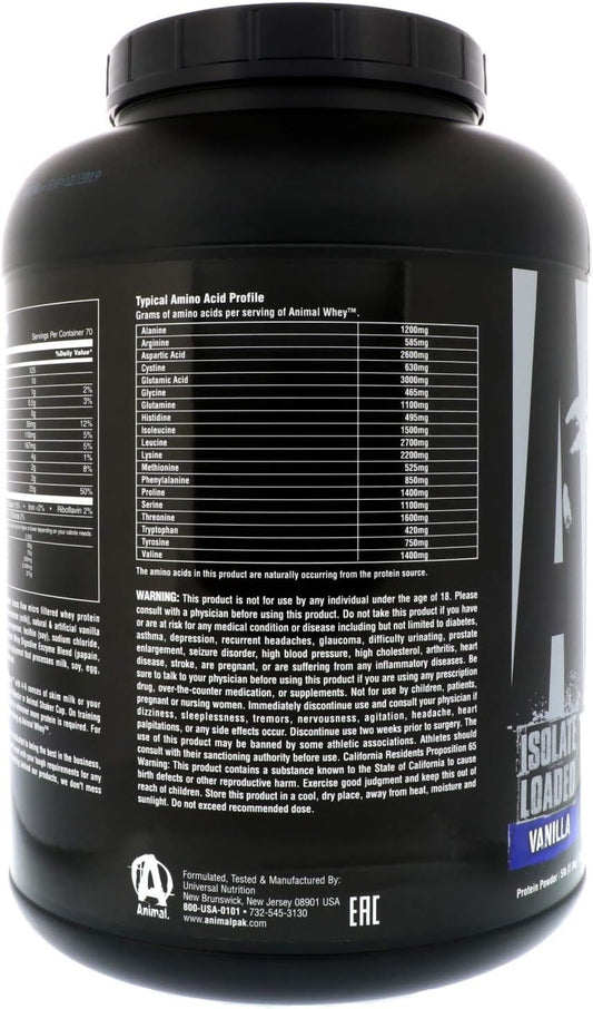 Animal Whey Isolate Whey Protein Powder ? Isolate Loaded for Post Workout and Recovery ? Low Sugar with Highly Digestible Whey Isolate Protein - Vanilla - 5 Pounds ( packaging may vary )