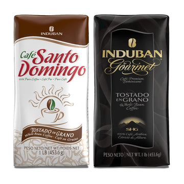 Café Santo Domingo + Induban Gourmet | Whole-Bean Coffee - 16 oz Bags Bundle - Products from the Dominican Republic