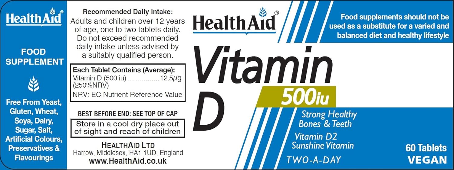 HealthAid Vitamin D 500iu Tablets, 60 Count : Amazon.co.uk: Health & Personal Care