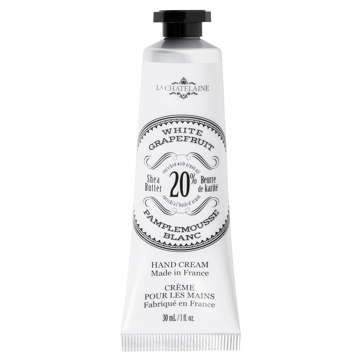 La Chatelaine 20% Shea Butter Hand Cream Travel Size, Organic Argan Oil, Moisturizing, Nourishing, Repairing, Extra-Rich Hand Lotion, Made In France, Paraben Free, 1 Oz / 30Ml (Lemon Verbena)