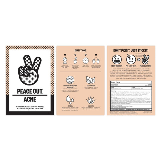 Peace Out Acne Day Dot, Sheer Acne Healing Dots, Virtually Invisible Wear, Hydrocolloid Pimple Patches Helps Clear Blemishes Quickly With Encapsulated Salicylic Acid, Retinol & Aloe Vera, 20 Dots
