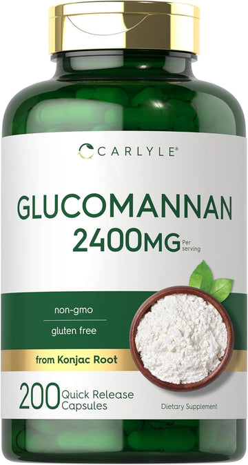 Carlyle Glucomannan Capsules | 200 Count | Soluble Fiber Pills | Non-Gmo, Gluten Free Supplement