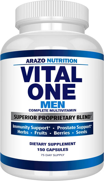 Vital One Multivitamin for Men ? Daily Wholefood Supplement - 150 Vegan Capsules ? Arazo Nutrition