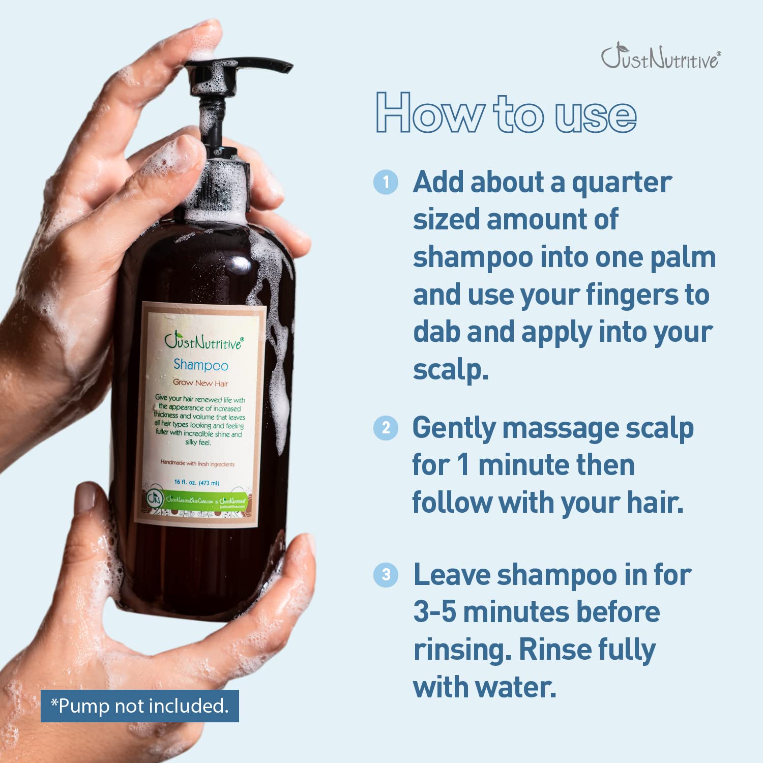 Grow New Hair Shampoo | Healthy Hair Growth | Natural Shampoo | For Both Men And Women | Hair Care | Hair Growth | Just Nutritive | 16 Fl Oz : Beauty & Personal Care