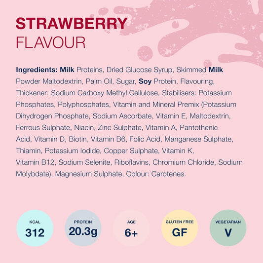 Aymes - Actasolve Protein Compact - Strawberry - 42 Servings - High Protein Nutritional Powder - Gluten Free & Vegetarian - Suitable For Adults And Children Aged 3+